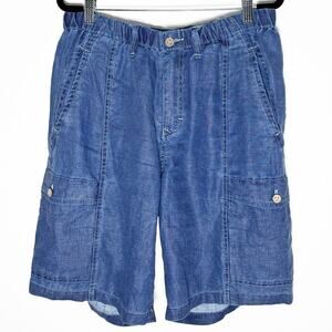 Tommy Bahama Relax Mens Linen Denim Like Cargo Shorts Pockets Lightweight Summer